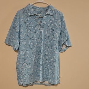Tommy Bahama Light Blue Floral Polo Shirt